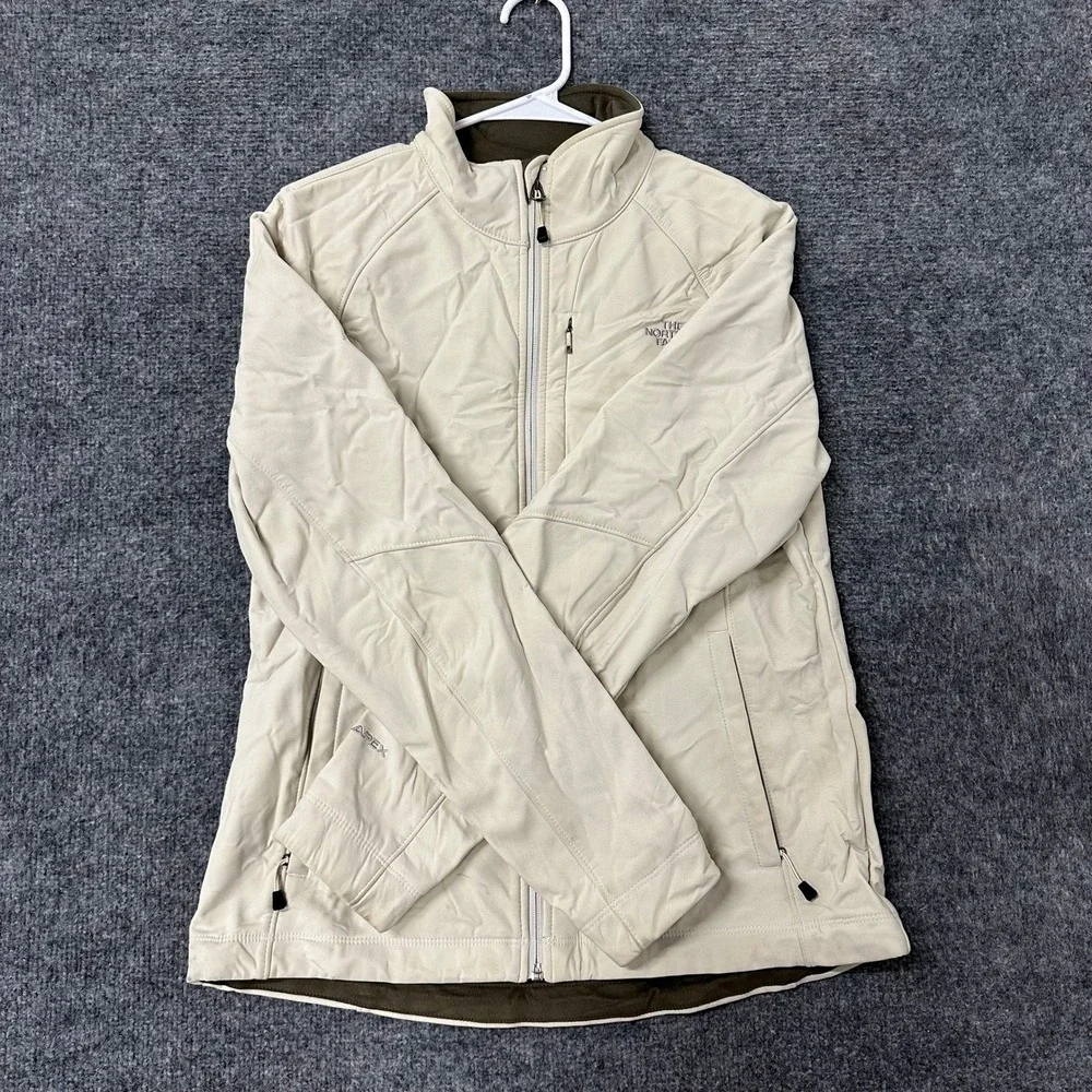 The North Face Jacket Womens Size L Beige Apex Softshell Fleece Lined Full Zip